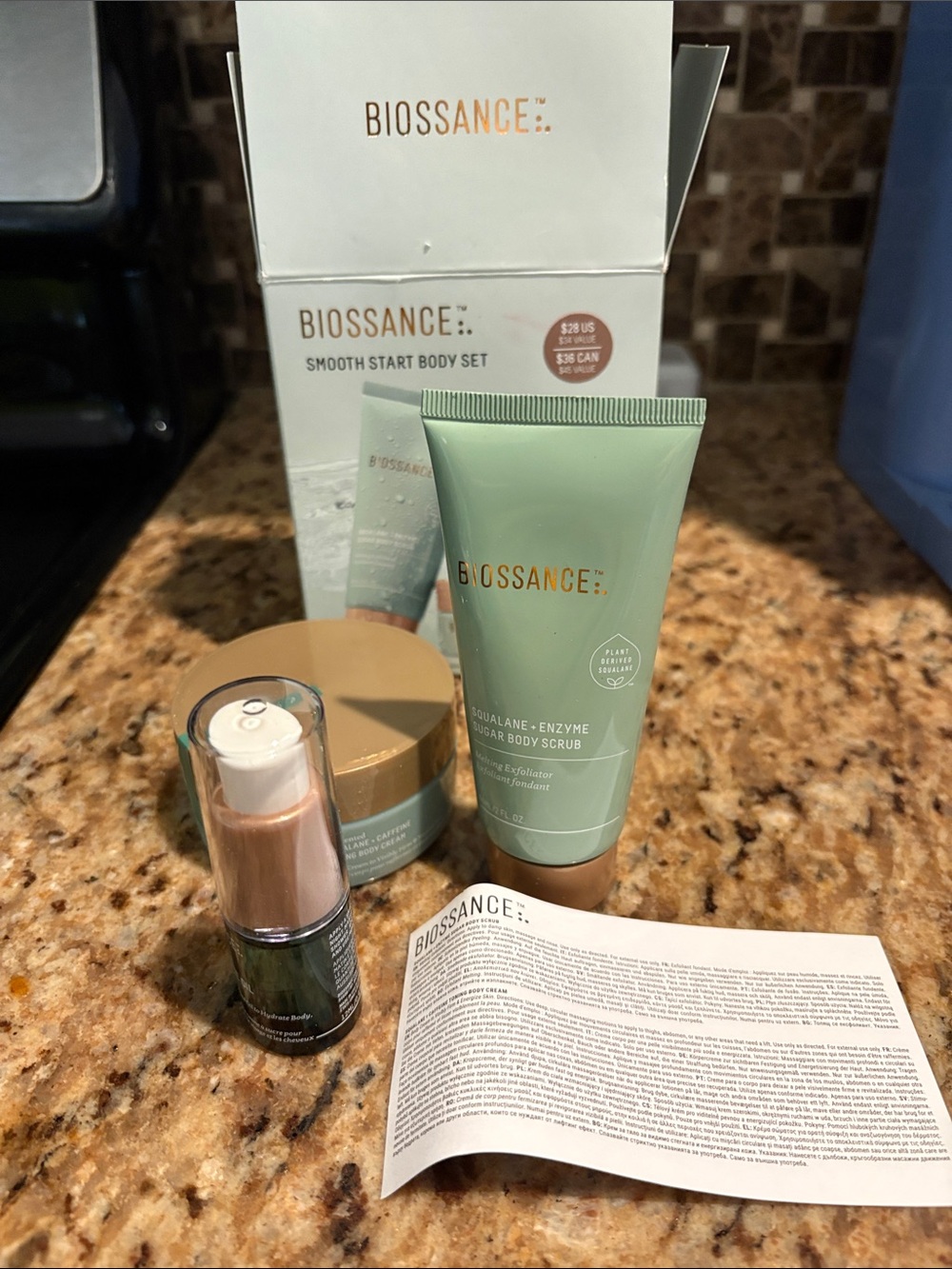Biossance Green Squalane + Enzyme Sugar Body Scrub Set